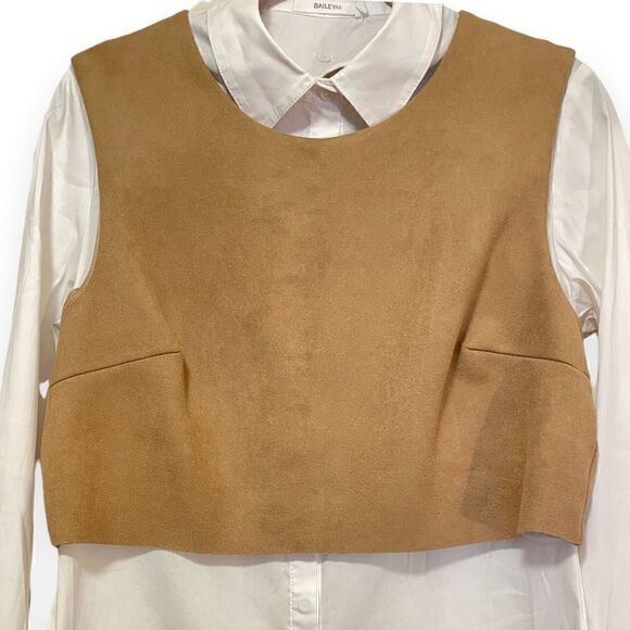 BAILEY 44 Button down/ Cognac Suede Vest (detachable white collar) |Size: M| - Picture 7 of 7
